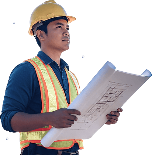 Engineer holding a blueprint